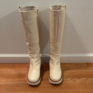 Chic Cream Over the Knee Women's Boots